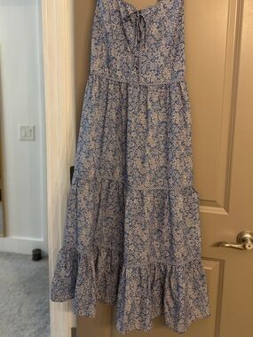 Blue Floral Tiered Maxi Dress
